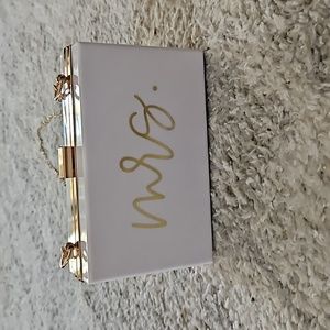Elegant White and Gold Crossbody Bag